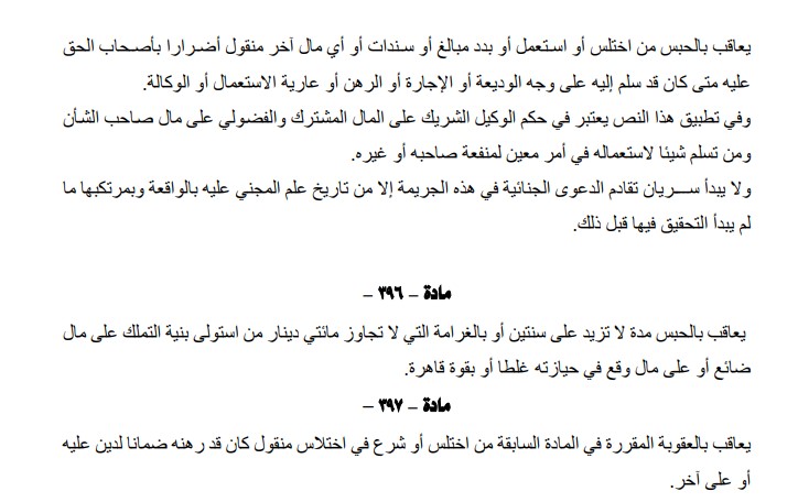 عقوبة خيانة الامانة في القانون البحريني